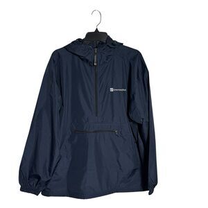 Charles River Navy Packable Lightweight 1/2 Zip Pullover Windbreaker Jacket M
